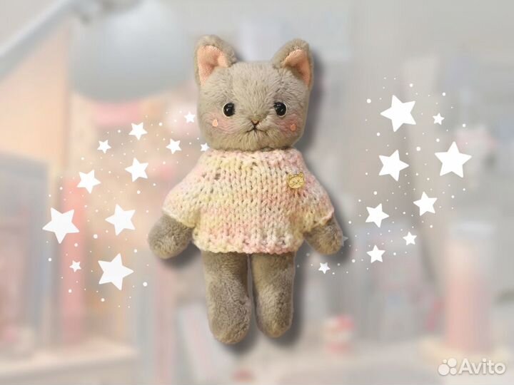 Плюшевый котенок 13см милый ручная работа