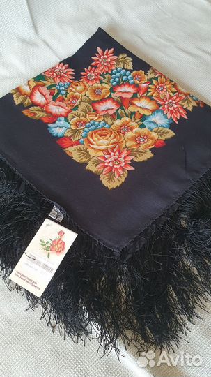 Павловопосадский платок, Рябиновые бусы, шерсть