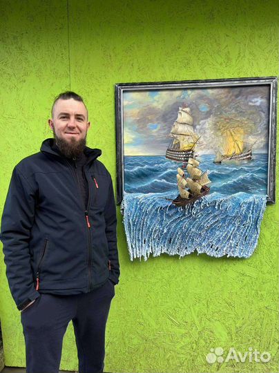 Живопись в кованой раме Бриг 