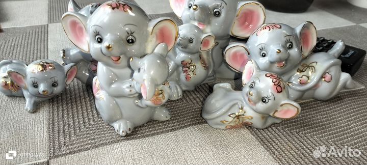 Фарфоровые статуэтки мышки. Оленёнок СССР