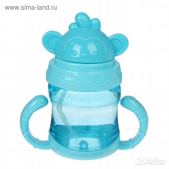 Поильник с трубочкой, 240 мл, с ручками, цвета мик