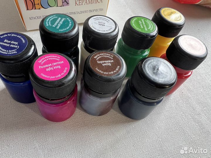 Краски по стеклу и керамике акриловые 6 шт