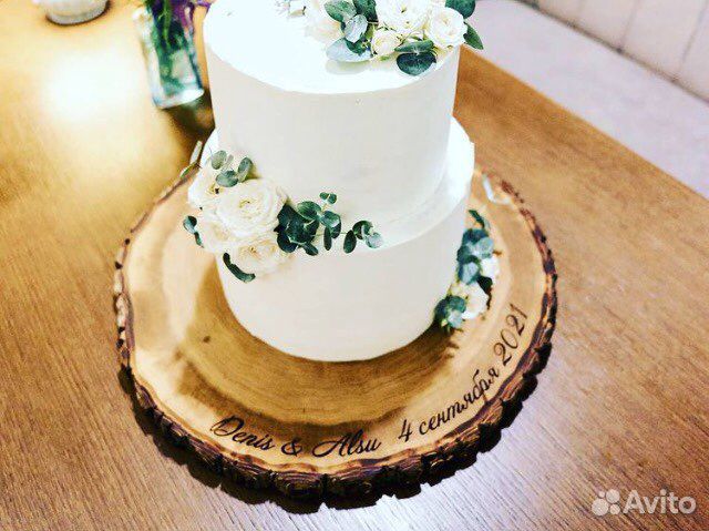 Подставка для колец и для торта из спила. Свадебны