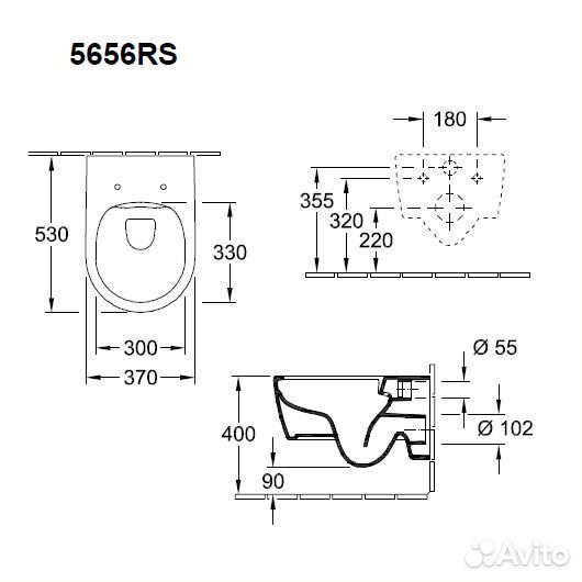 Унитаз подвесной Villeroy & Boch Avento 5656RS01