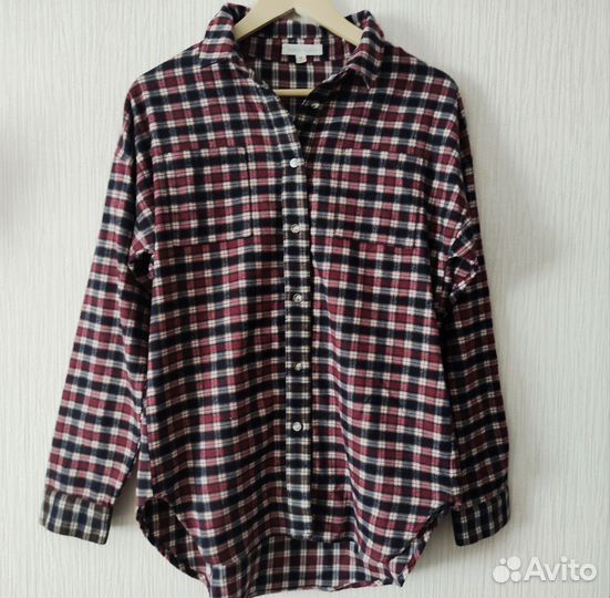 Теплая рубашка женская в клетку 46 размер