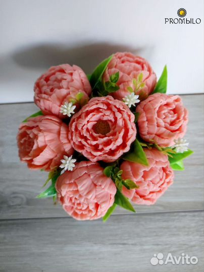 Пионы.Букет цветов из мыла