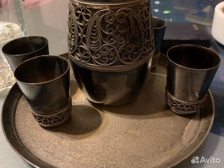 Штоф и 6 стопок Мельхиор СССР