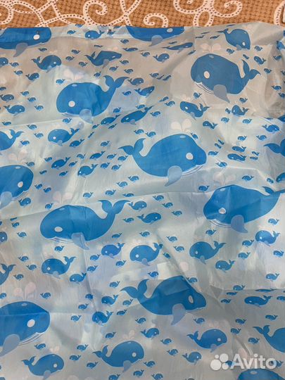 Шторка для ванной голубая