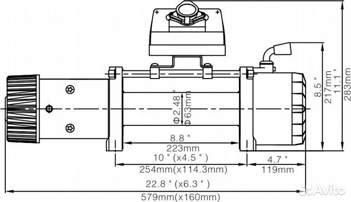 Лебёдка электрическая 12V Runva 12000lbs 5443кг (с
