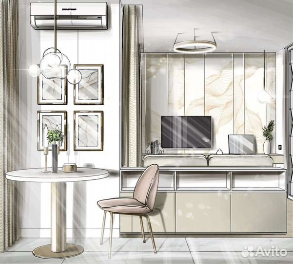 Экспресс-дизайн. Интерьерный скетч. Визуализация