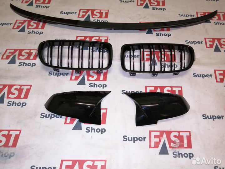 Крышки зеркал+ноздри+спойлер bmw 3 f30