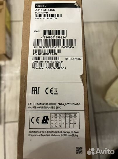 Ноутбук acer aspire 3 a315 58-54kd