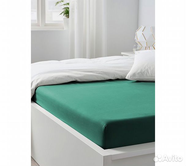 Простынь GoodNight Сатин 200х200х20 Лагуна на рези