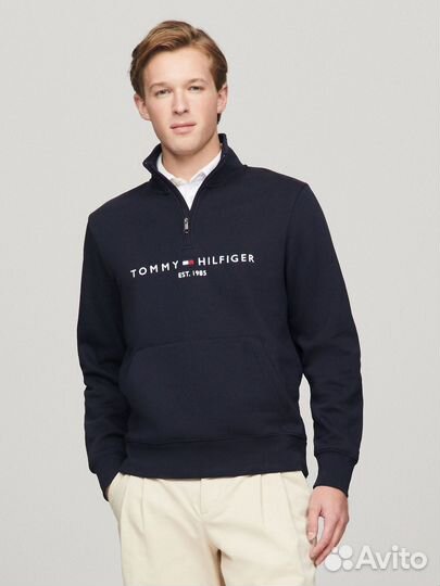 Свитшот Tommy Hilfiger Tommy Logo Quater-Zip Navy