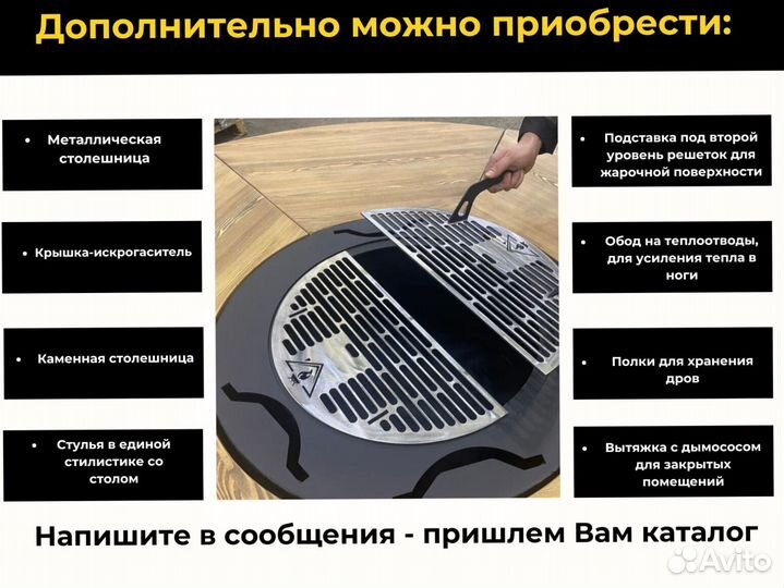Стол очаг, гриль, барбекю, мангал 5 в 1
