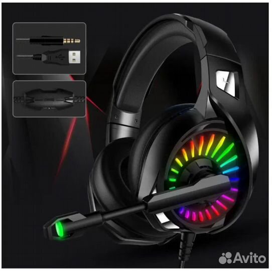 Игровые наушники с микрофоном и RGB подсветкой