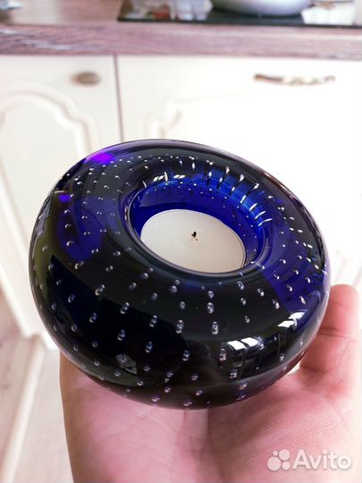 Подсвечник стекло булликато 60е