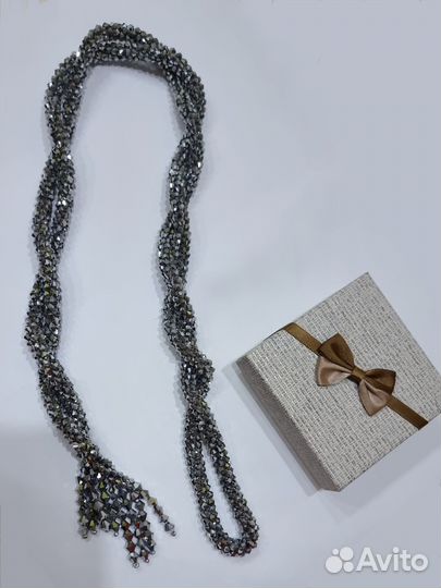 Бусы бисер Smode Jewelry серебристые