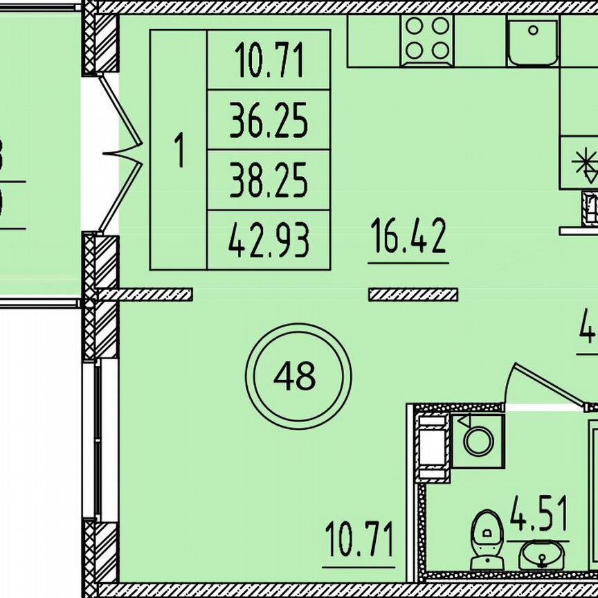 1-к. квартира, 35,5 м², 4/4 эт.