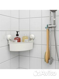 Tisken тискен угловая полка на присосках белый