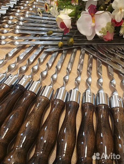 Шампура из нержавейки с деревянной ручкой