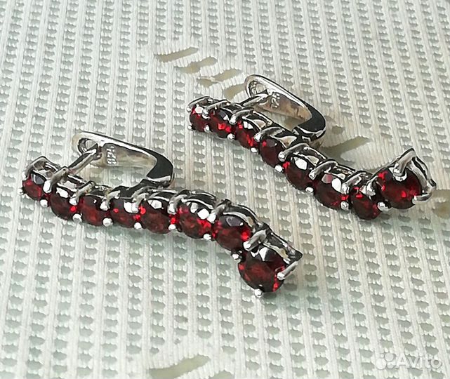Серьги серебро гранат С377