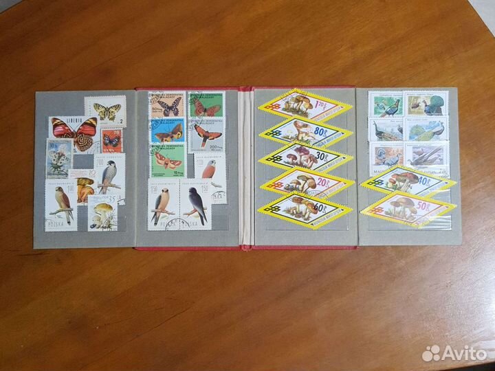 Почтовые марки грибы, бабочки