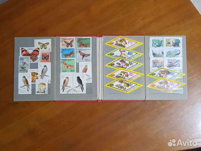 Почтовые марки грибы, бабочки