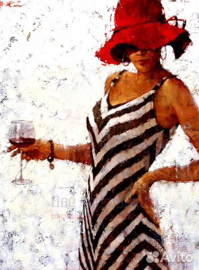 Картина по номерам 40x50 Курортная дама в шляпке