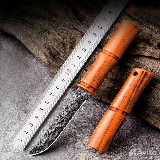 Нож туристический коричневый бамбук-zjd-16