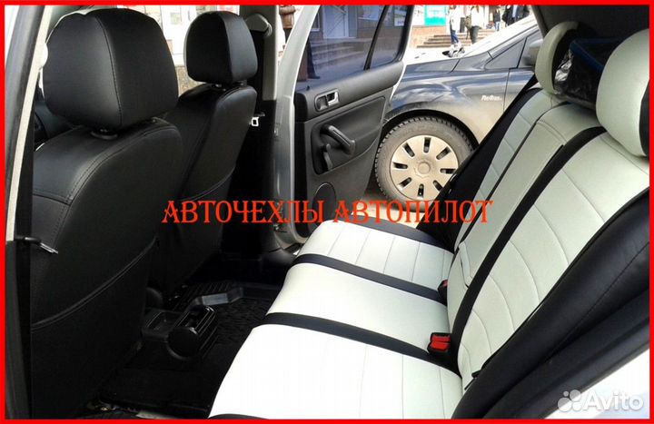 Чехлы Автопилот Volkswagen Golf из экокожи чёр-бел