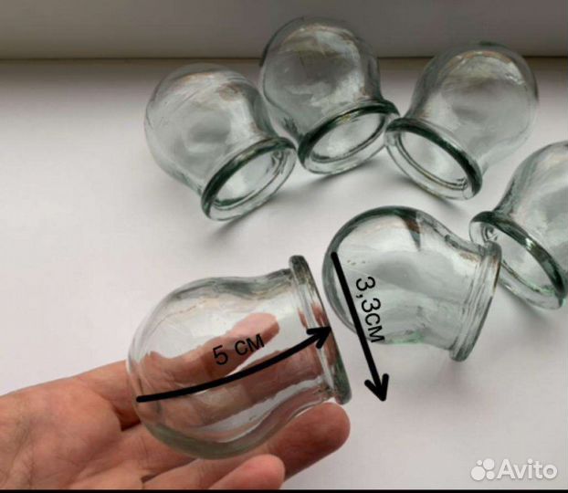 Cтeклянныe банки медицинские для маcсaжа 6 шт СССР