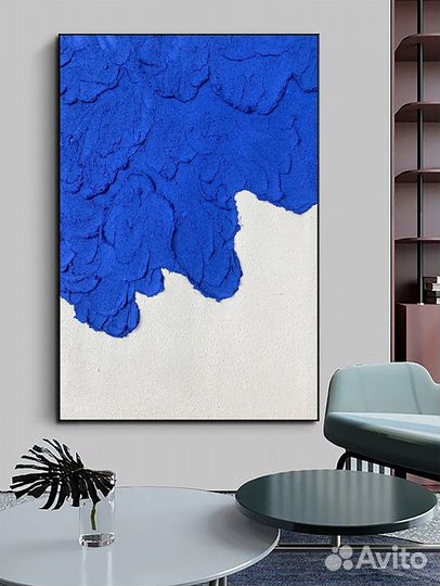 Текстурная картина маслом абстракция синим