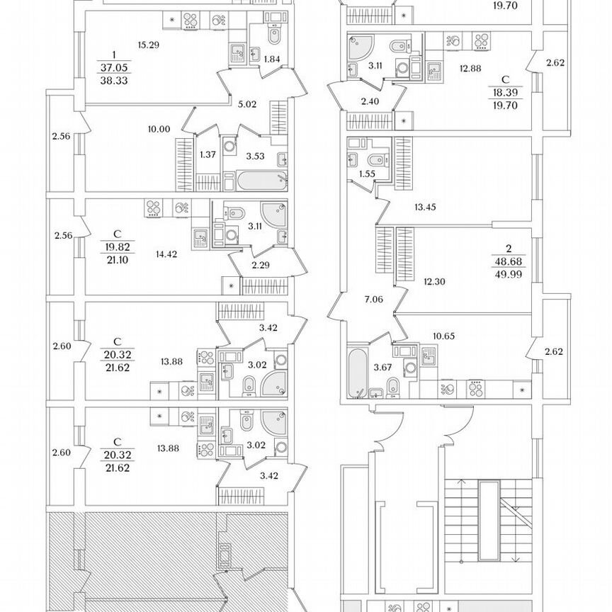 2-к. квартира, 55,8 м², 7/9 эт.