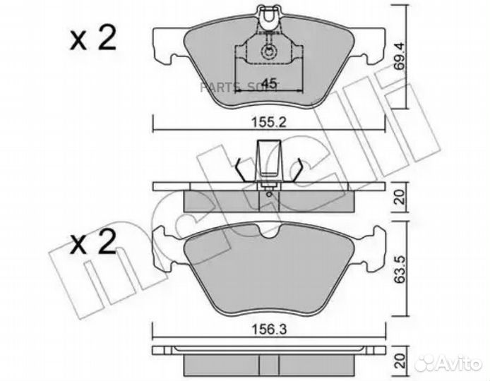 Metelli 2202520 Колодки тормозные MB W210 -02 пере