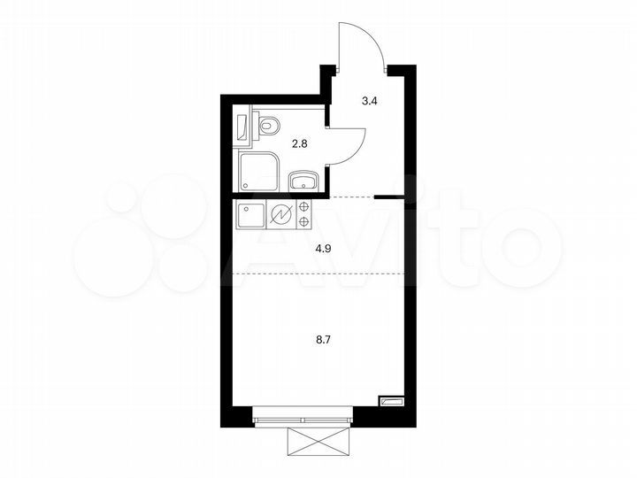 Квартира-студия, 19,8 м², 17/33 эт.