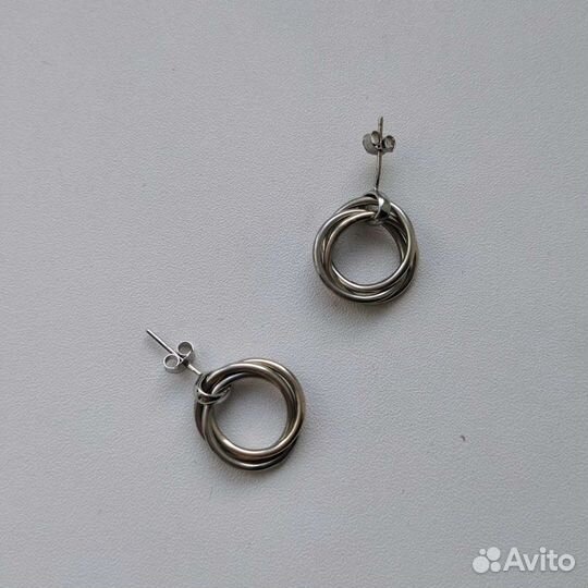 Серьги серебро 3 кольца