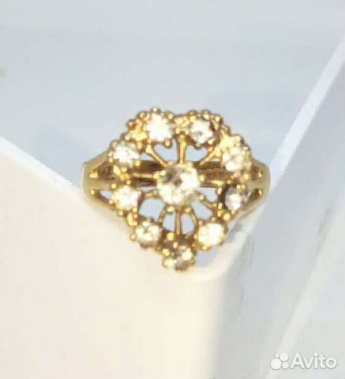 Кольцо - Uncas - Кристаллы - Позолота 14К - Винтаж