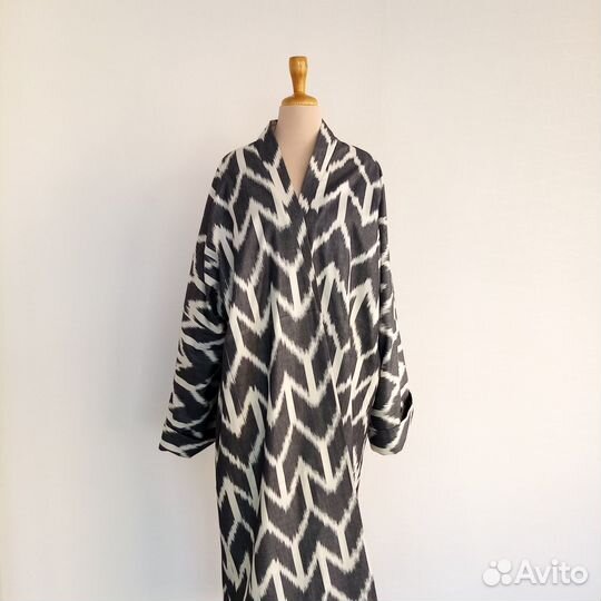 Узбекский чапан. Бохо пальто. Кимоно из иката