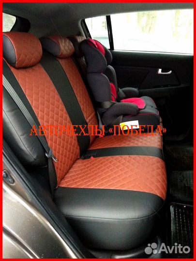 Чехлы Kia Sportage 3 из экокожи чёрно-коричневые