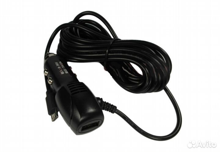 Зарядное MicroUsb длина 3 метра в Авто (+USB) 2,0A