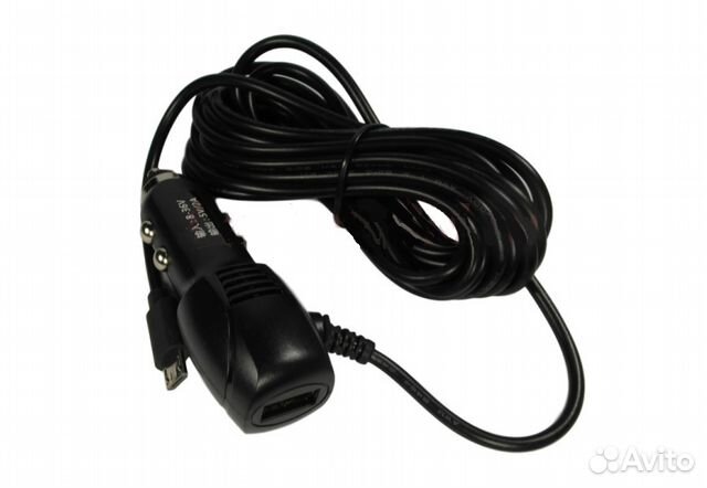 Зарядное MicroUsb длина 3 метра в Авто (+USB) 2,0A
