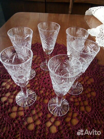 Набор хрустальных рюмок на ножке СССР