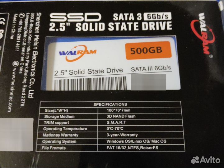 SSD диск Walram 500Gb 2.5