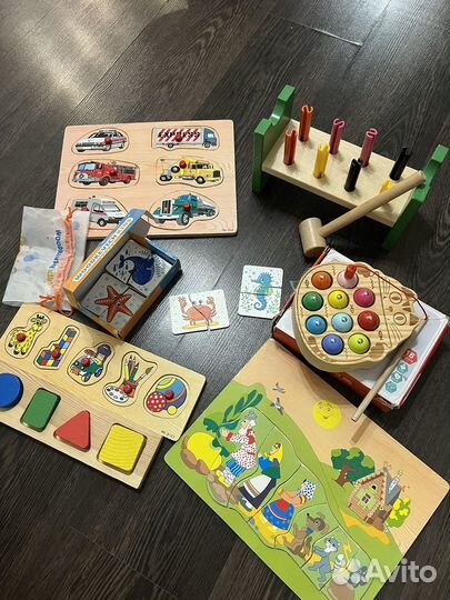 Развивающие деревянные игрушки для малышей пакетом