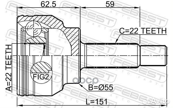 ШРУС наружный 22X55X22 chery bonus (A13) 2011-2014