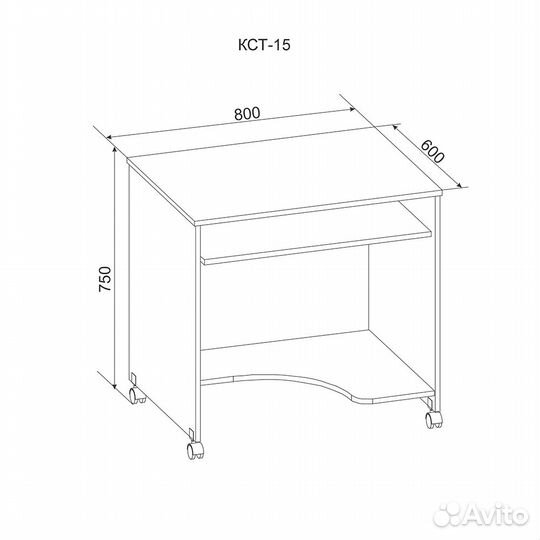 Стол компьютерный на поворотных колёсиках кст-15, цвет дуб сонома, шхгхв 80х60х77 см