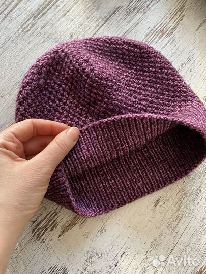Шапка вязаная ручная работа 100% меринос