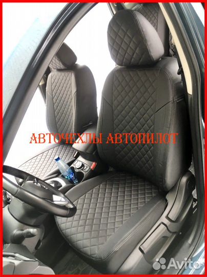 Чехлы Автопилот Opel Antara из экокожи чёрные Ромб