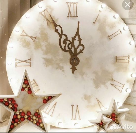 Часы новогодние, разные. Макеты из пенопласта